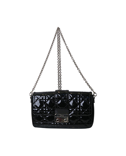Miss Dior Promenade Pouch, &pound;495, Handbags, Black, Patent Leather, Front view